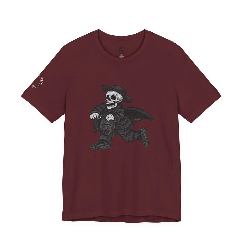 Maroon COMIGO CLOTHING CO. 1ten L1 Jogga soft t-shirt with the 1ten l1 jogga graphic on the front.