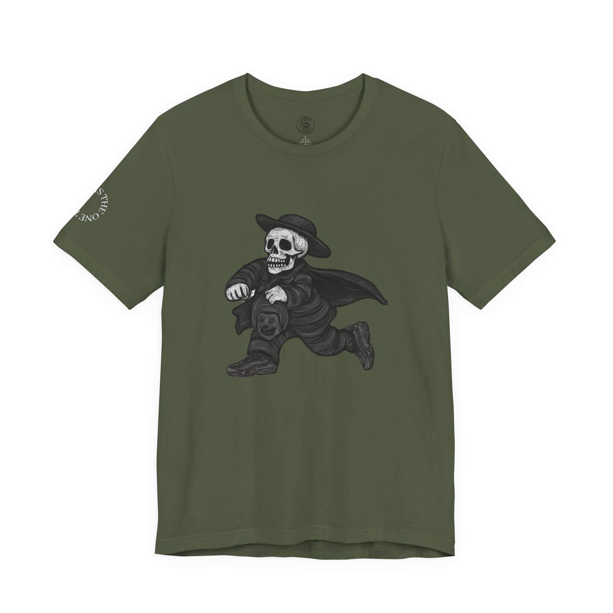 Military Green COMIGO CLOTHING CO. 1ten L1 Jogga soft t-shirt with the 1ten l1 jogga graphic on the front.