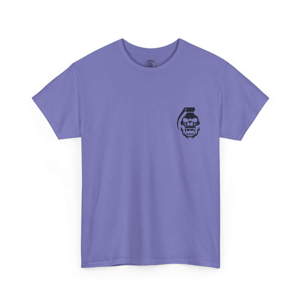 White COMIGO CLOTHING CO. Original Comigo t-shirt with a comigo skull grenade logo graphic on the front.