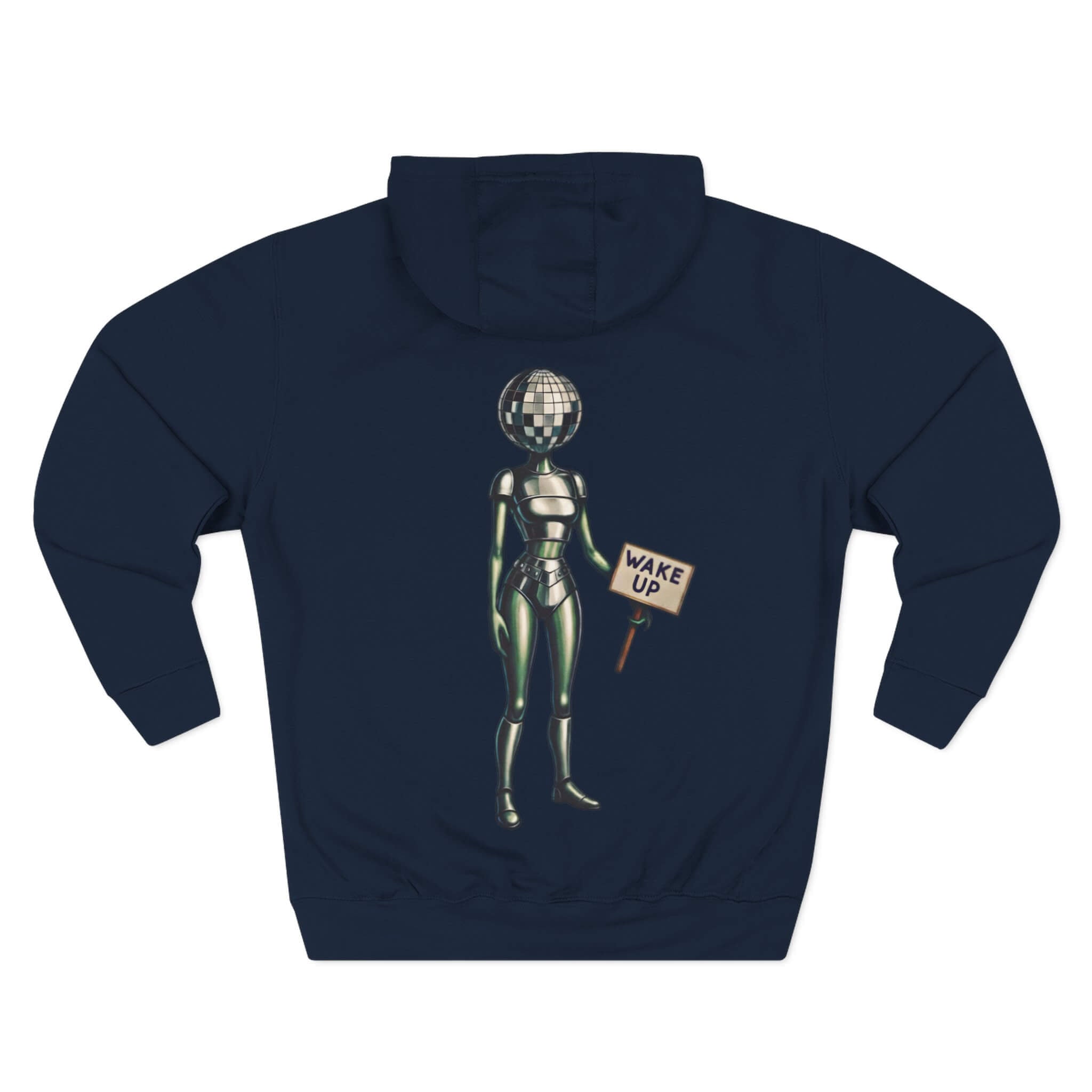 Navy back: "Navy COMIGO CLOTHING CO. Mirrorball Mind hoodie with a mirrorball mind graphic on the back."
