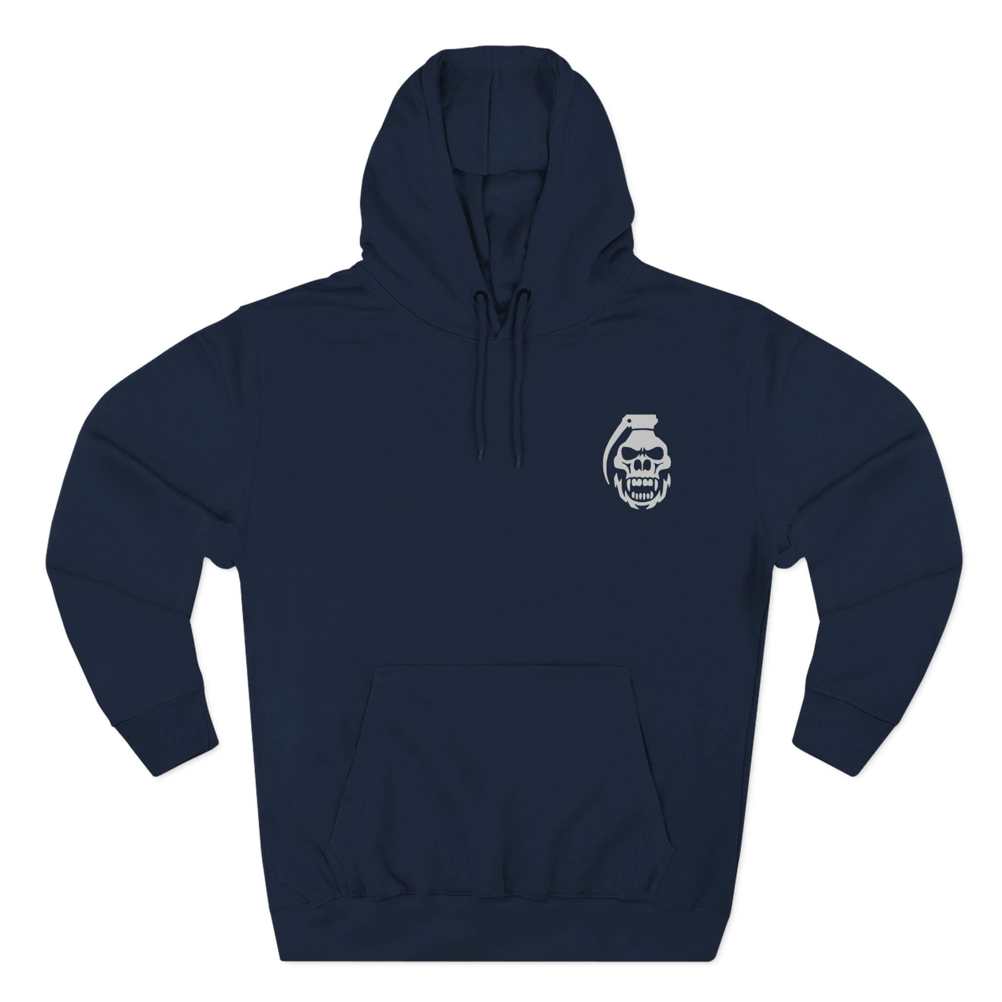 Navy front: "Navy COMIGO CLOTHING CO. Mirrorball Mind hoodie with a comigo skull grenade logo graphic on the front."
