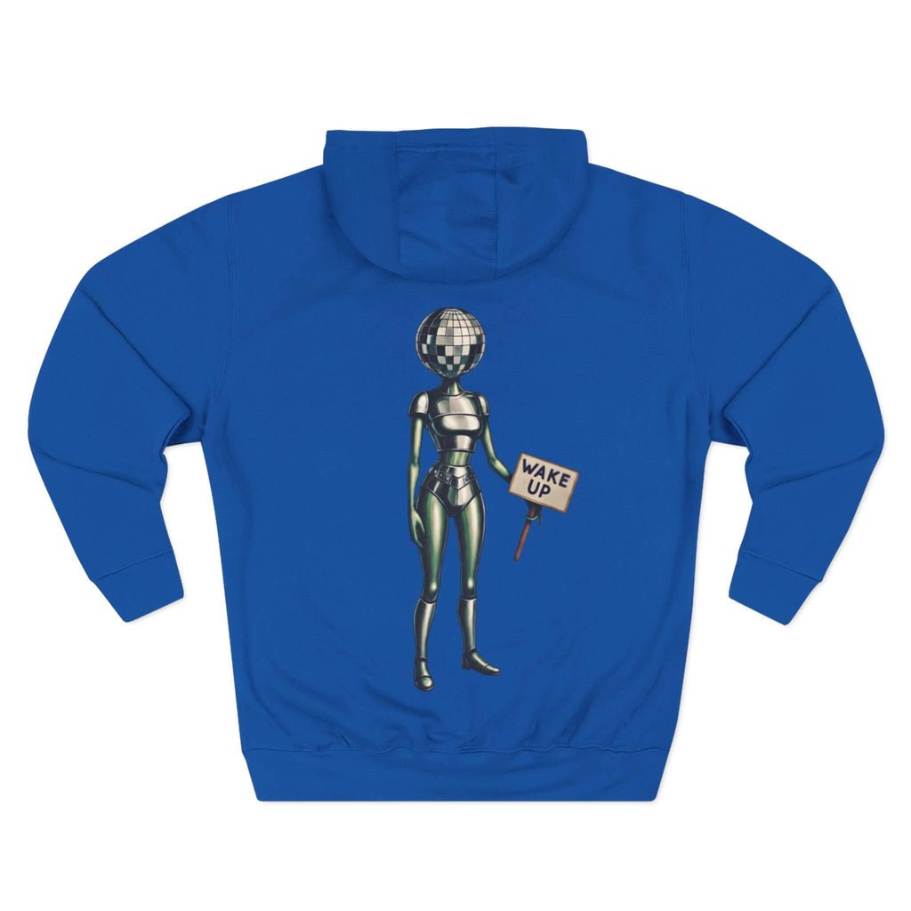 Royal Blue back: "Royal Blue COMIGO CLOTHING CO. Mirrorball Mind hoodie with a mirrorball mind graphic on the back." 