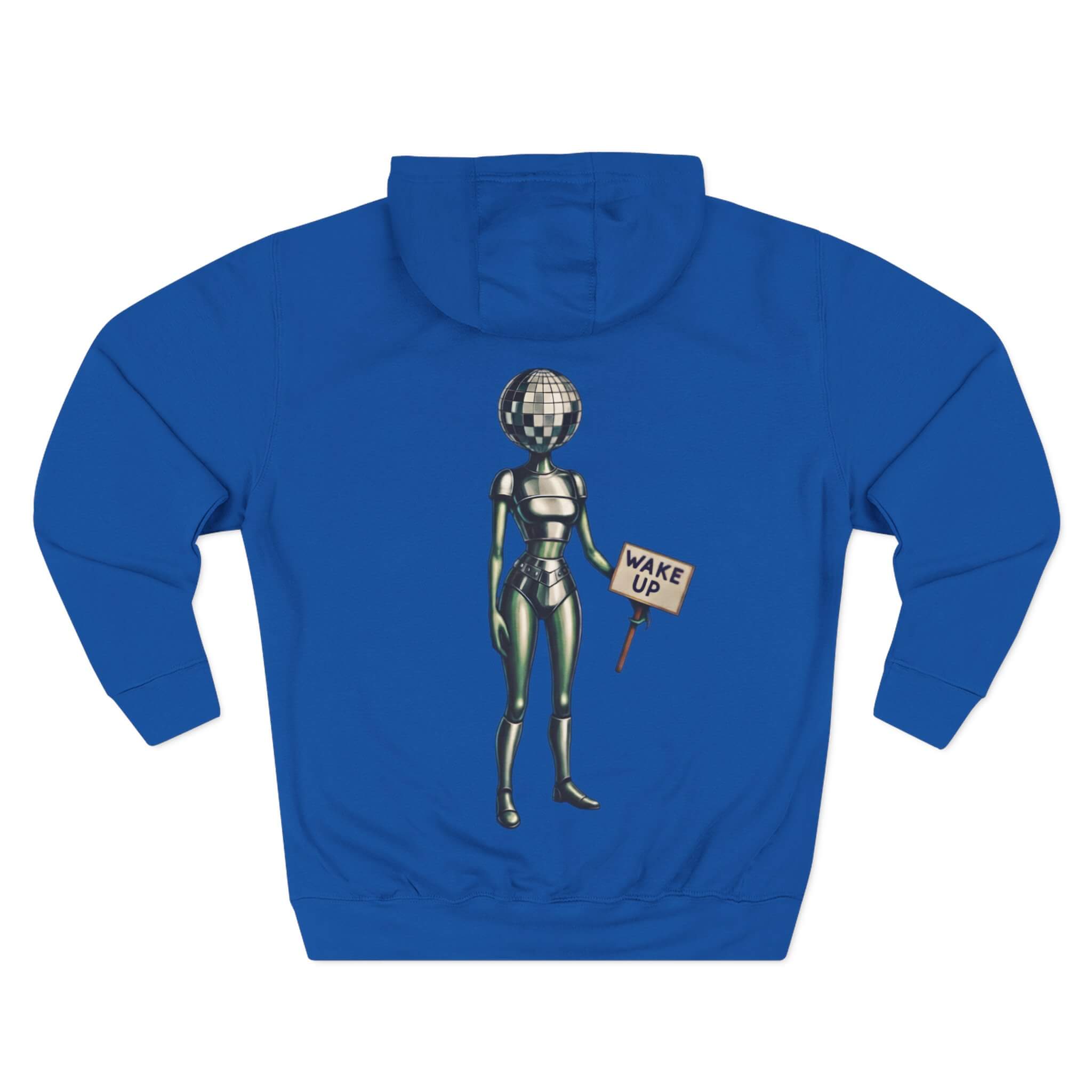 Royal Blue back: "Royal Blue COMIGO CLOTHING CO. Mirrorball Mind hoodie with a mirrorball mind graphic on the back." 