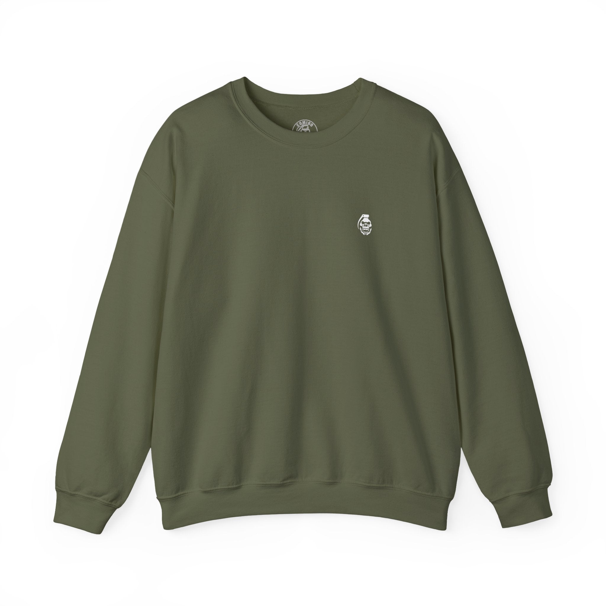 Green sweatshirt with a small logo on a white background united we conquer 29 commando 
